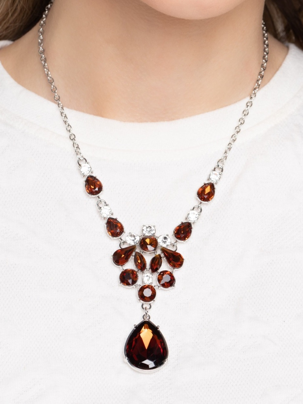 NWT Brown Teardrop Gem Necklace & Earrings(Last One)